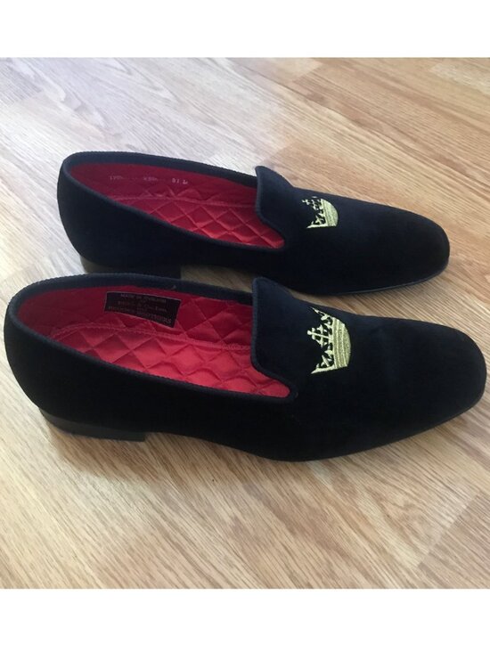 Brooks Brothers Classic Black Velvet Crown Slip on Loafers 9.5 main image 11